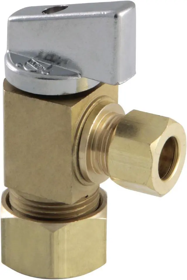 Alt view image 3 of 3 - Kingston Brass KF53304CTL Columbia 0.62 O.D x 0.37 in. O.D. Compression 0.25 in. Turn Angle Stop Valve, Raw Brass