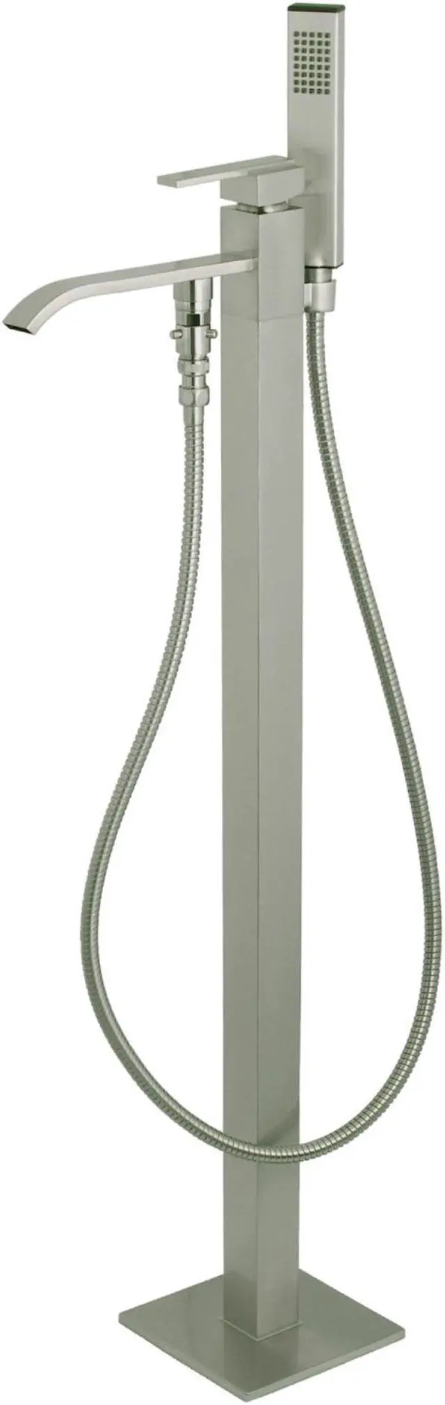 Alt view image 2 of 7 - Kingston Brass KS4138QLL Heritage Freestanding Roman Tub Filler with Handshower, Brushed Nickel - 41.76 x 14.91 x 7.64 in.