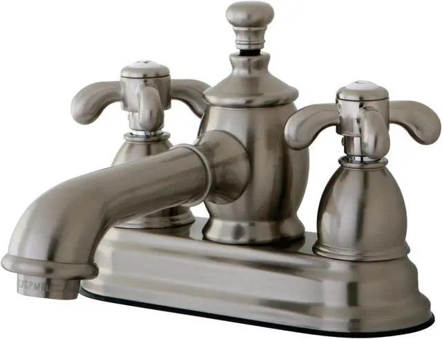 Alt view image 2 of 5 - Kingston Brass KS7008TX 4 in. French Country Centerset Lavatory Faucet with Brass Pop-Up, Satin Nickel
