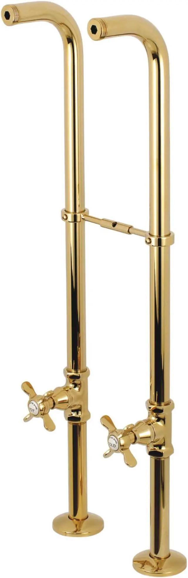 Alt view image 2 of 5 - Kingston Brass CC266S2BEX Freestanding Supply Line with Stop Value & Handle, Polished Brass - 4.56 x 6 x 32.25 in.
