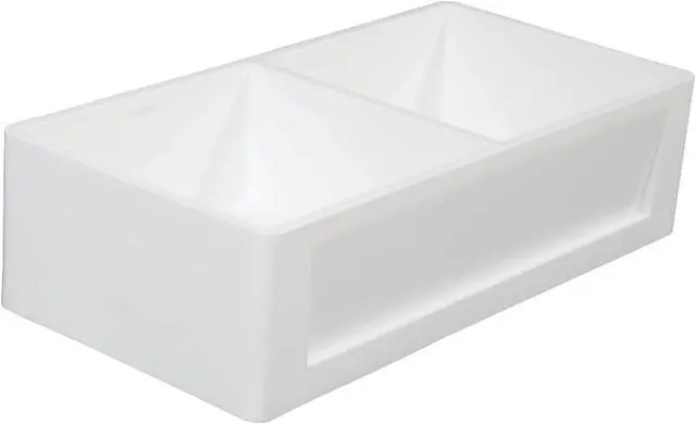 Main image of Gourmetier GKFA361810SQD Solid Surface Double Bowl Farmhouse Kitchen Sink, Matte White