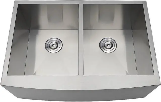 Main image of Gourmetier GKUDF302110 Undermount Stainless Steel Double Farmhouse Kitchen Sink, Brushed