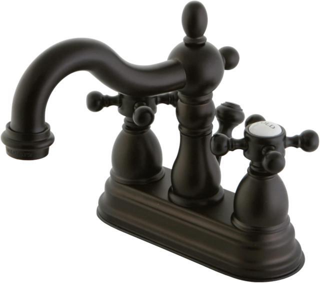 Alt view image 2 of 5 - kingston brass kb1605bx heritage 4inch centerset lavatory faucet with metal cross handle, oil rubbed bronze