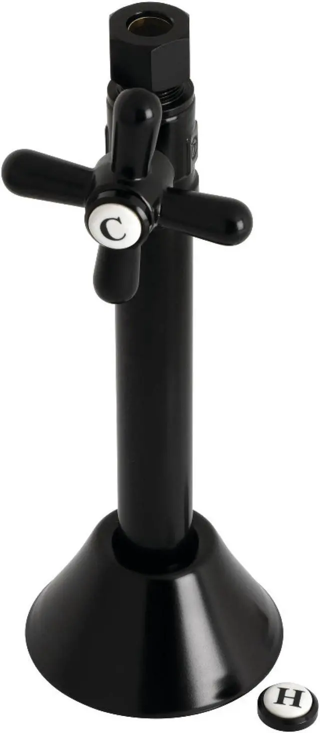 Main image of Kingston Brass CC83250X 1/2" Sweat, 3/8" O.D. Comp Straight Shut-off Valve with 5" Extension, Matte Black