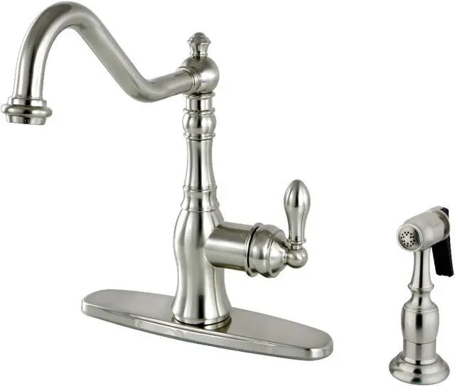 Main image of Gourmetier GSY7708ACLBS American Classic Single-Handle Kitchen Faucet with Brass Sprayer, Brushed Nickel
