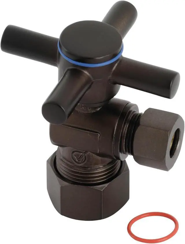 Alt view image 6 of 8 - Kingston Brass CC53305DX Concord 5/8" x 3/8" O.D. Comp, Quarter Turn Angle Stop Valve, Oil Rubbed Bronze