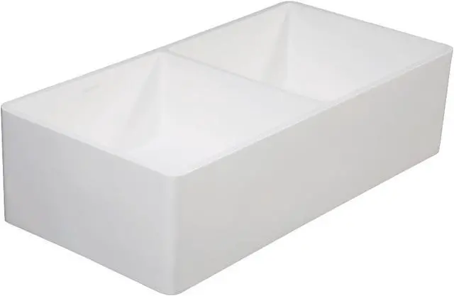 Main image of Gourmetier GKFA361810BCD Solid Surface Double Bowl Farmhouse Kitchen Sink, Matte White