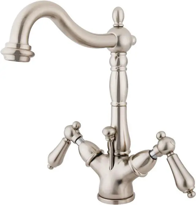 Alt view image 4 of 5 - Kingston Brass KS1438AL Classic Mono Deck Mount Lavatory Faucet - Satin Nickel