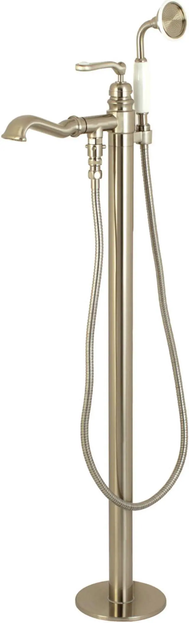 Alt view image 2 of 7 - Kingston Brass KS7018RL Royale Royale Single Handle Freestanding Roman Tub Faucet with Hand Shower, Brushed Nickel