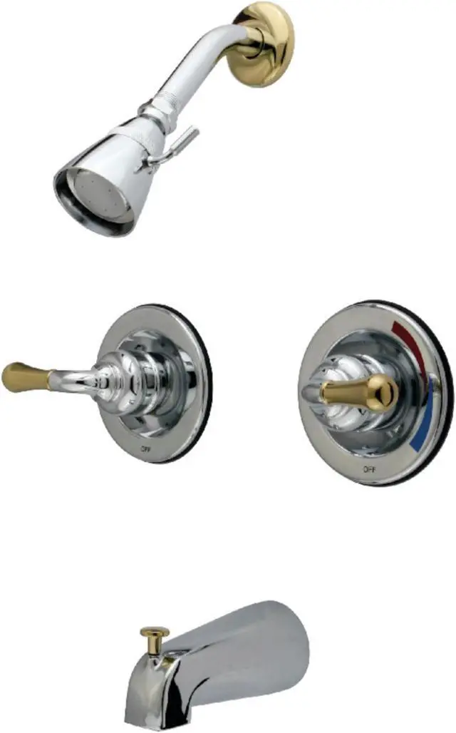 Alt view image 2 of 3 - Kingston Brass KB674 Tub and Shower , Faucet, Polished Chrome / Polished Brass