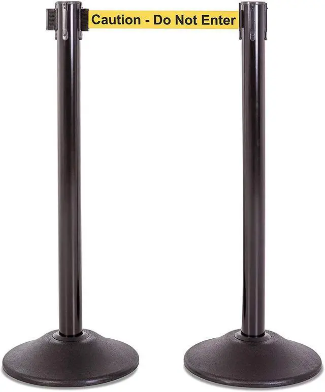 Main image of Black post and 7.5' Caution -Do Not Enter Belt - 2 pack