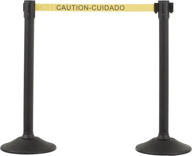 Main image of Black post and 6.5' English/Spanish - Caution/Cuidada Belt -  2 pack