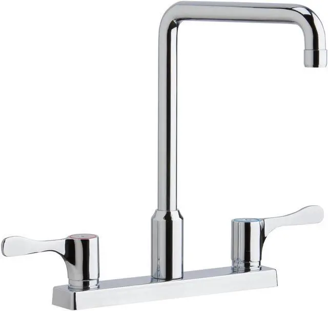 Main image of Elkay 8" Centerset Exposed Deck Mount Faucet with Arc Spout and 4" Lever Handles Chrome