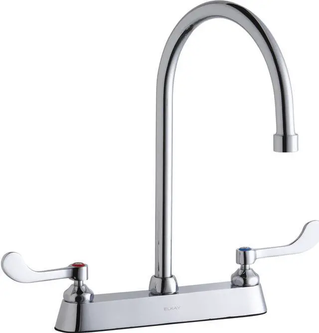 Alt view image 2 of 4 - ELKAY LK810GN08T4 Faucet,Scrub/Handwash Deck Mount, Wristblade Handle, 8"