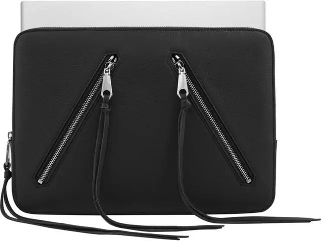 Alt view image 5 of 5 - Rebecca Minkoff Moto 13" Sleeve Case Macbook Laptop Black Pebble Leather