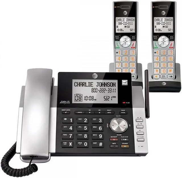 Alt view image 3 of 9 - Att ATTCL84215 2 - Handset Corded & Cordless Answering System