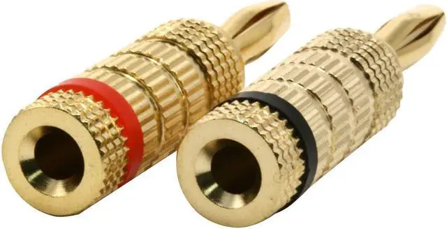 Alt view image 8 of 8 - Monoprice 1 PAIR OF High-Quality Gold Plated Speaker Banana Plugs, Closed Screw Type