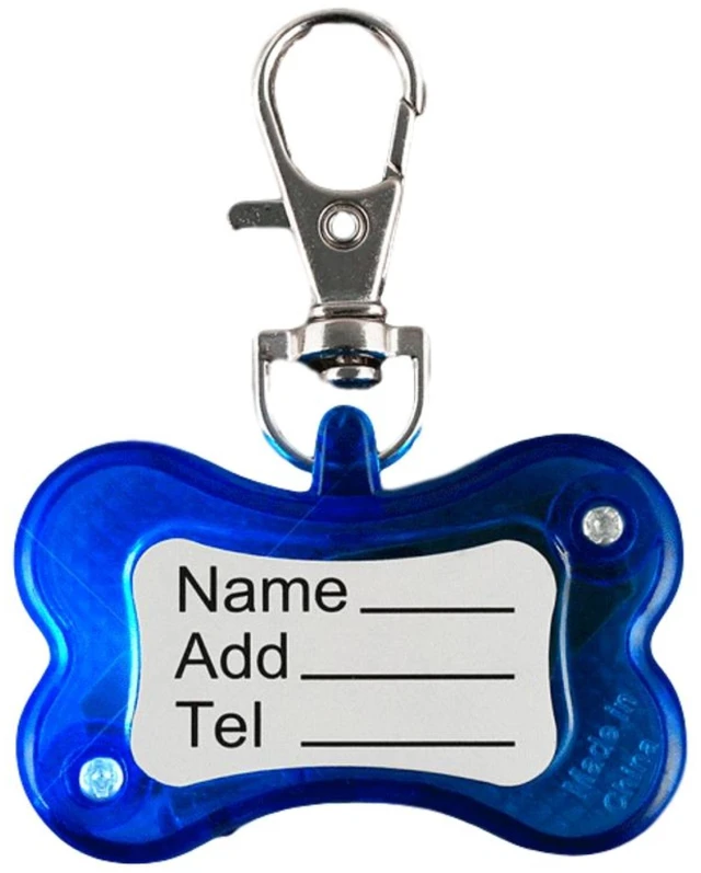 Main image of Blue Flashing Dog Bone Body Name Tag Safety Light