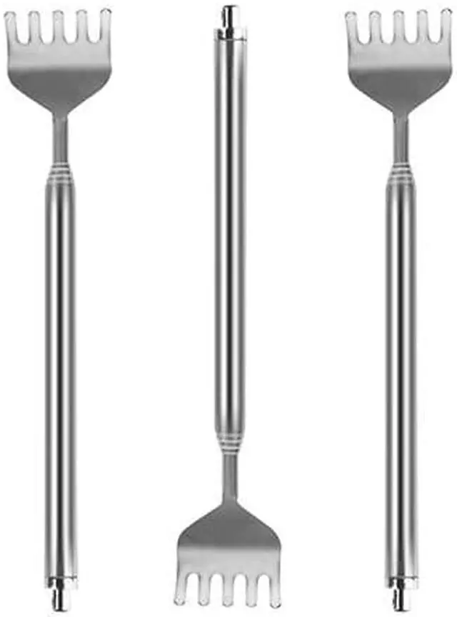 Main image of 3pcs 20" Telescopic Back Scratcher Stainless Steel Extendable Bear Eagle Claw Massager