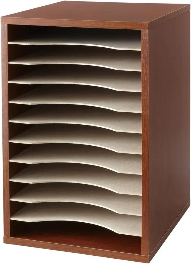 Alt view image 7 of 20 - Wood Desktop Literature Sorter, 11 Sections 10 5/8 X 11 7/8 X 16, Cherry