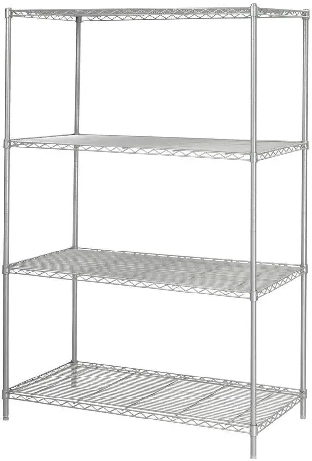 Alt view image 3 of 4 - Safco 5294GR Industrial Wire Shelving - Four-Shelf - 48w x 24d x 72h - Metallic Gray