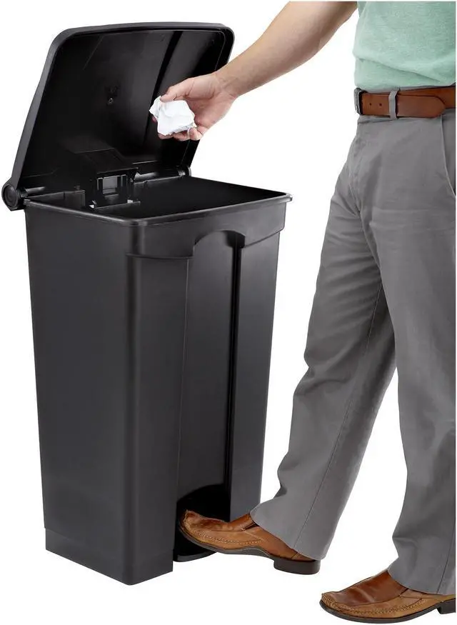 Alt view image 7 of 20 - Large Capacity Plastic Step-On Receptacle, 23Gal, Black