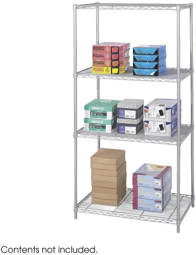 Alt view image 4 of 6 - Safco 5288GR Industrial Wire Shelving - Four-Shelf - 36w x 24d x 72h - Metallic Gray