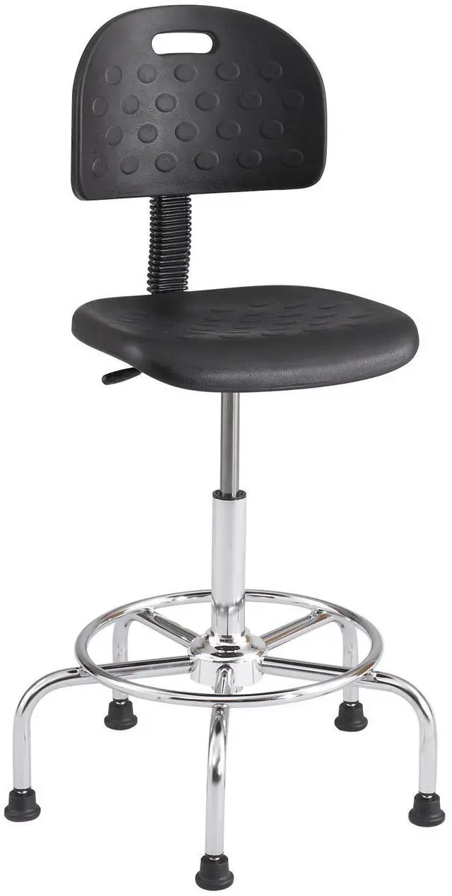 Alt view image 2 of 2 - Safco 6950BL Workfit Economy Industrial Chair - Supports Up to 400 lb - 22" to 30" Seat Height - Black Seat, Black Back, Silver Base