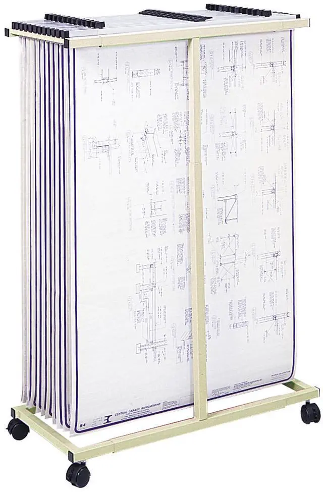Alt view image 2 of 2 - Safco 5059 Mobile Vertical File - 12 Hanging Clamps - 39.25w x 16d x 52h - Tan
