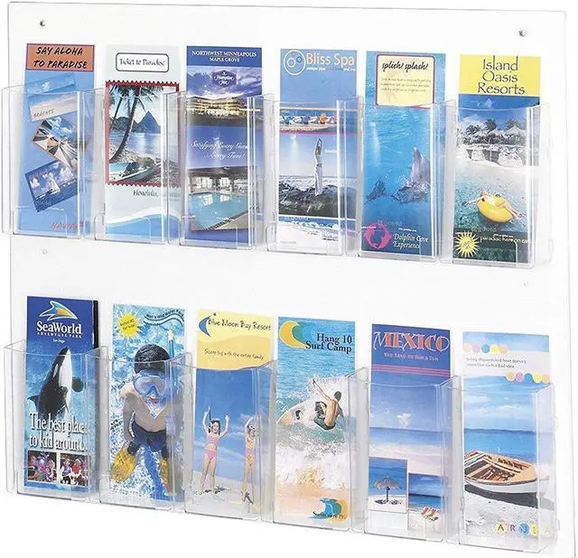 Alt view image 3 of 4 - Safco 5671CL Clear2c™ 12 Pamphlet Display 28 3/4"w x 3"d x 23 1/2"h Clear