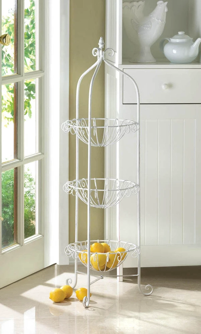 Alt view image 3 of 3 - Accent Plus 57071114 Tiered Standing Basket, White (39.5" Tall)
