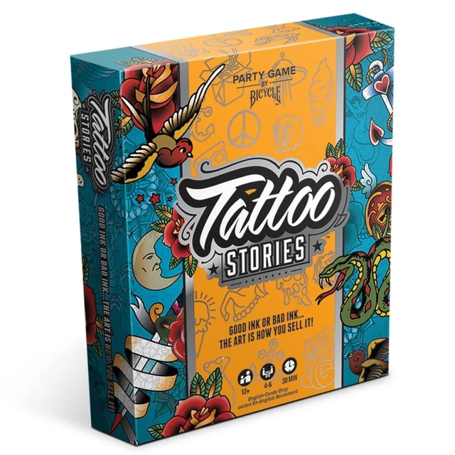 Alt view image 8 of 9 - Tattoo Stories Drawing Party Game Quick Paced Easy to Learn Family Friendly Fun Bicycle