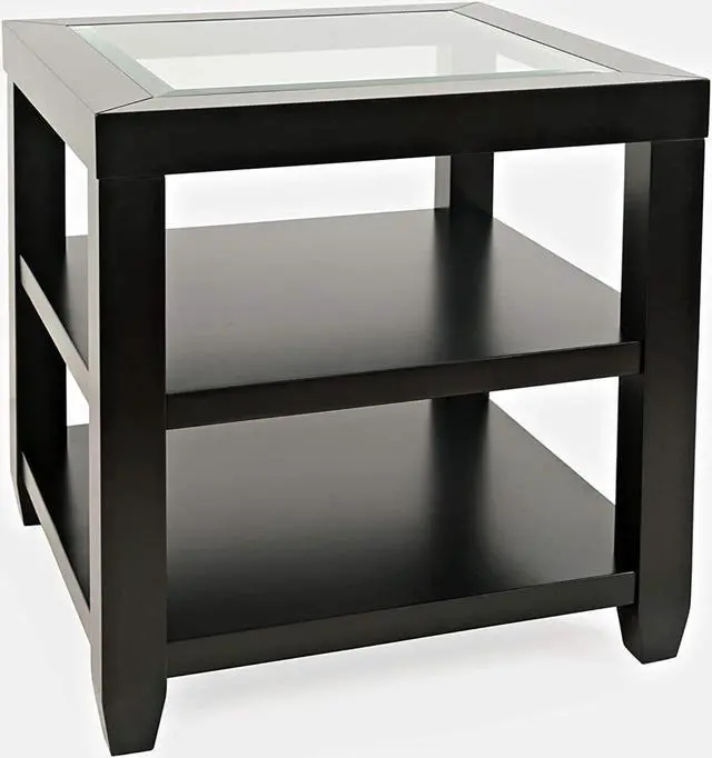 Main image of Urban Icon Glass Inlay End Table with Storage Black 2001-3
