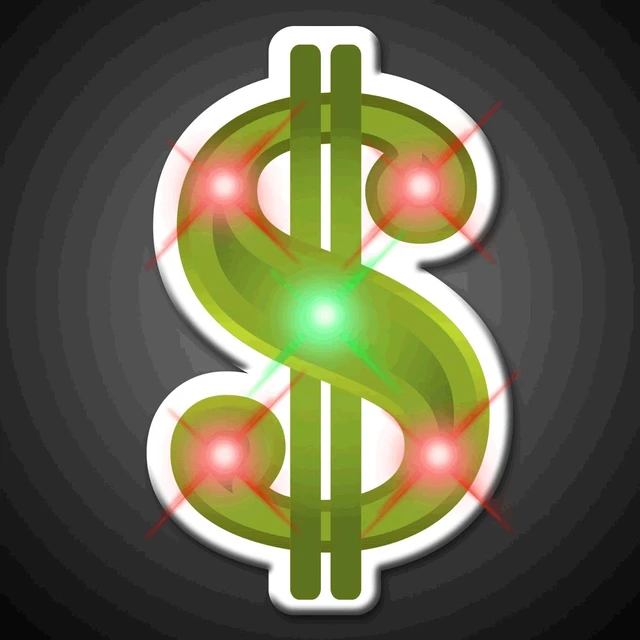 Alt view image 2 of 3 - Blinkee 3225000 Dollar Sign Flashing Body Light Lapel Pins