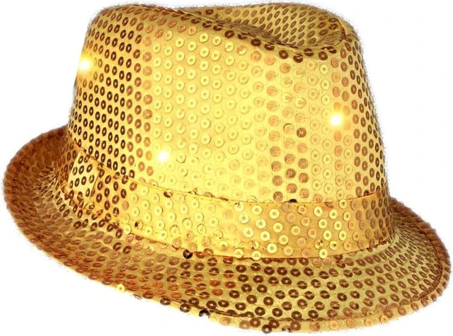 Alt view image 2 of 2 - blinkee LED Flashing Fedora Hat with Gold Sequins by