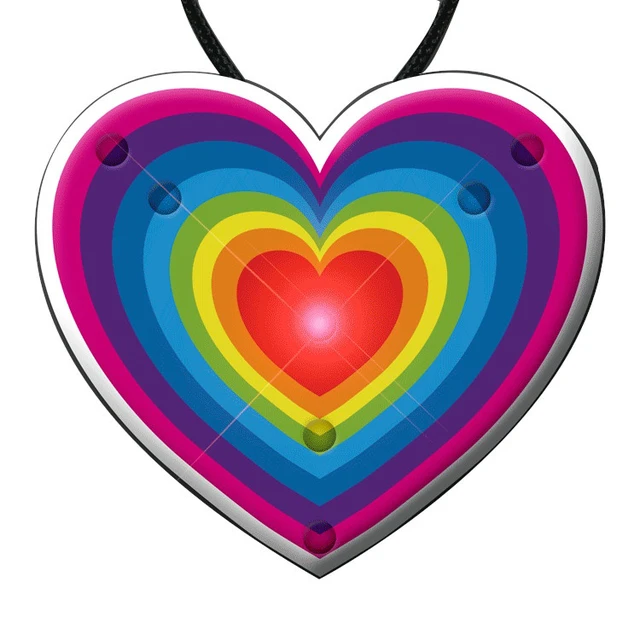 Alt view image 2 of 3 - Blinkee RWWHRT-NE Flashing Retro Love Rainbow Heart Pendant Necklace