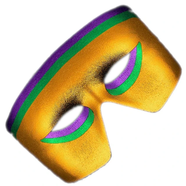 Alt view image 2 of 2 - Blinkee MPGGNLMG12 Masquerade Purple, Green, Gold Non-Light Up Metallic Mask Mardi Gras