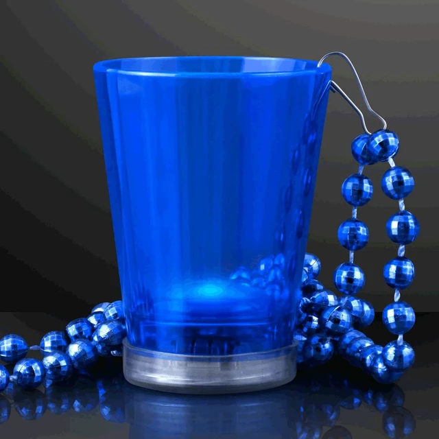 Alt view image 2 of 2 - Blinkee 1290040 Light Up Blue Shot Glass on Blue Beaded Necklaces