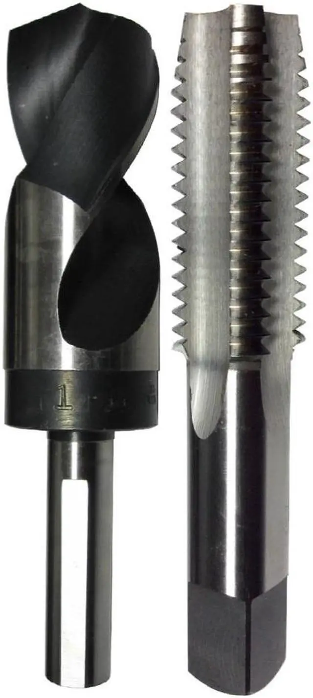 Main image of Drill America POUM27X2 Pouf Series M27 x 2 HSS Plug Tap and 25.00mm HSS 1/2" Shank Drill Bit in Plastic Case, Plug Chamfer, Right Hand Cut, High Speed Steel, Uncoated (Bright) Coating