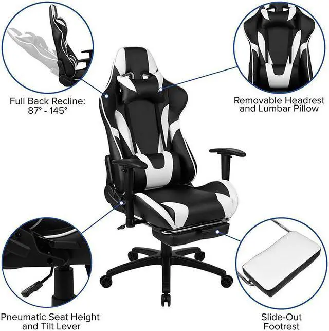 Alt view image 9 of 20 - Red Gaming Desk and Black Footrest Reclining Gaming Chair Set with Cup Holder and Headphone Hook
