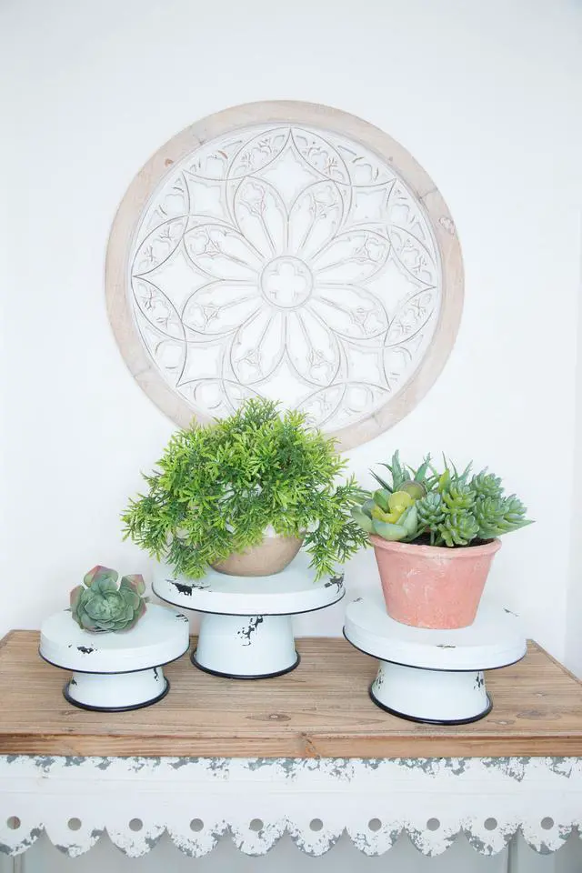 Main image of S/3 Distressed Enamel Pedestal Servers