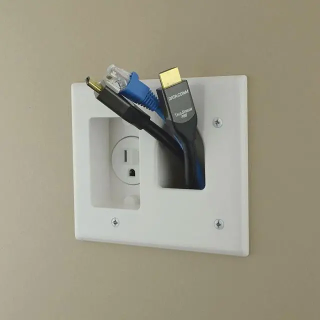 Alt view image 7 of 10 - DataComm Recessed Pro-power A/v Wall Plate Kit