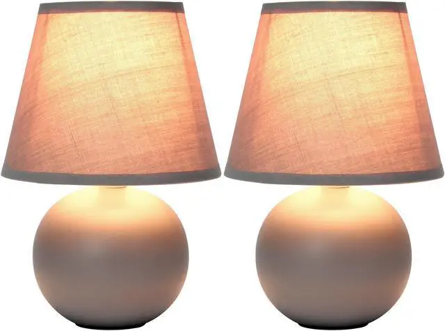 Alt view image 3 of 13 - Simple Designs Mini Ceramic Globe Table Lamp 2 Pack Set, Gray