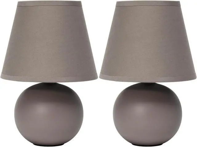 Main image of Simple Designs Mini Ceramic Globe Table Lamp 2 Pack Set, Gray