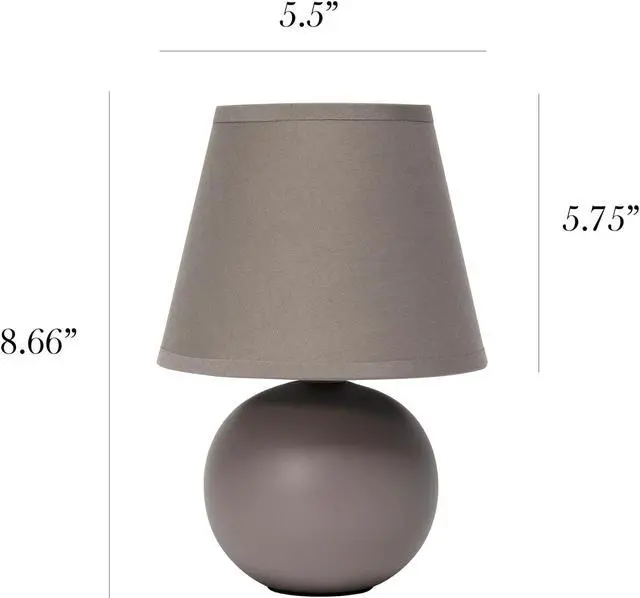 Alt view image 7 of 13 - Simple Designs Mini Ceramic Globe Table Lamp 2 Pack Set, Gray