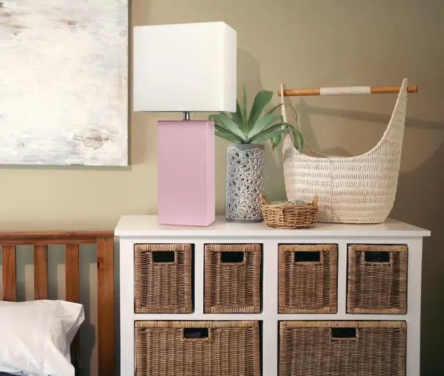 Alt view image 3 of 8 - Elegant Designs Modern Leather Table Lamp with White Fabric Shade, Pink