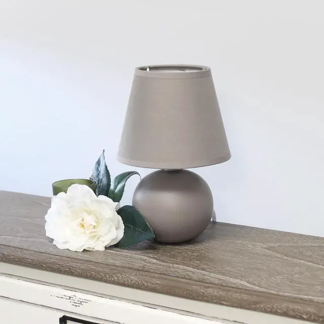 Alt view image 6 of 13 - Simple Designs Mini Ceramic Globe Table Lamp, Gray