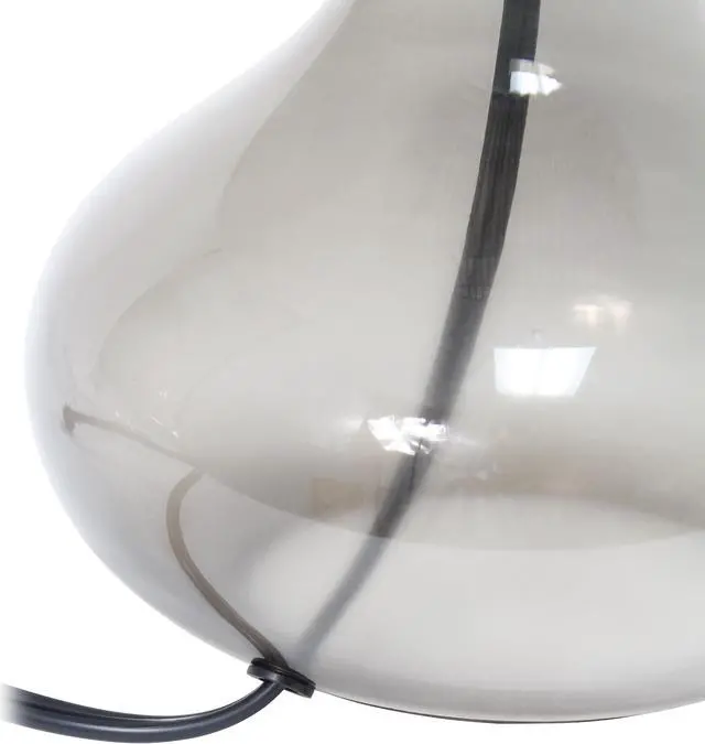 Alt view image 4 of 14 - Simple Designs Glass Raindrop Table Lamp with Fabric Shade, Smoke Gray with White Shade