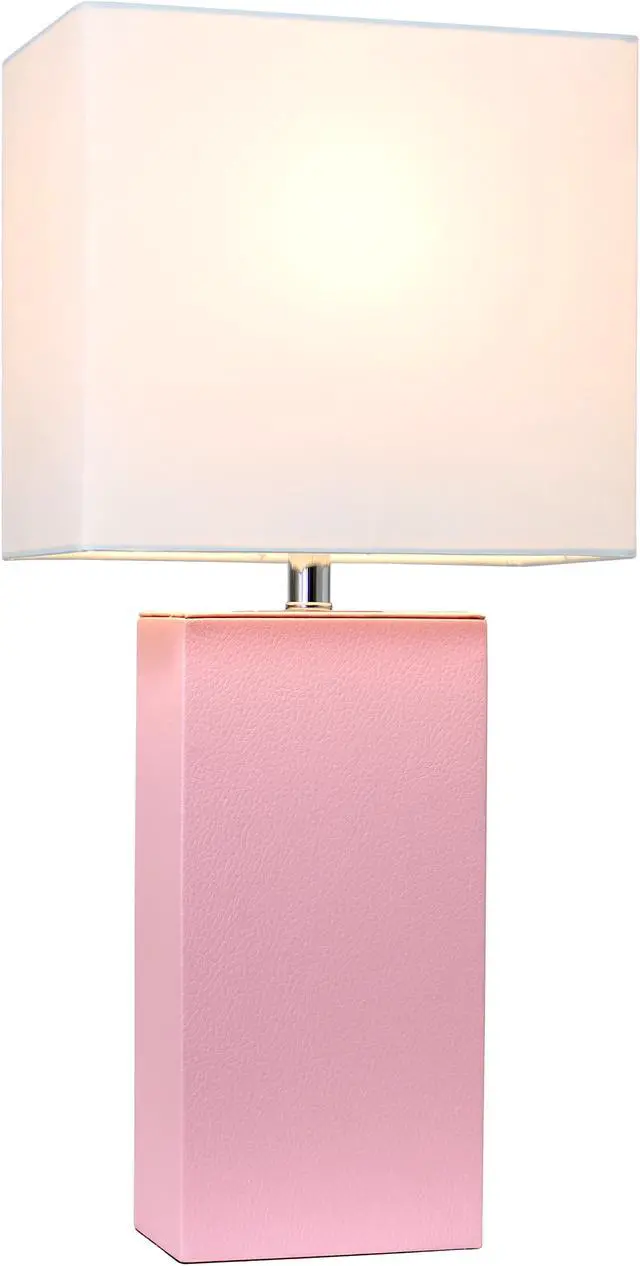 Alt view image 2 of 8 - Elegant Designs Modern Leather Table Lamp with White Fabric Shade, Pink