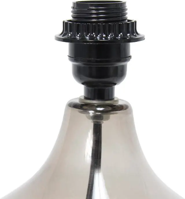 Alt view image 2 of 14 - Simple Designs Glass Raindrop Table Lamp with Fabric Shade, Smoke Gray with White Shade